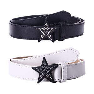 2pcs Adjustable Versatile Women Waist Belts With Star Shaped Buckle Pu Leather🐠